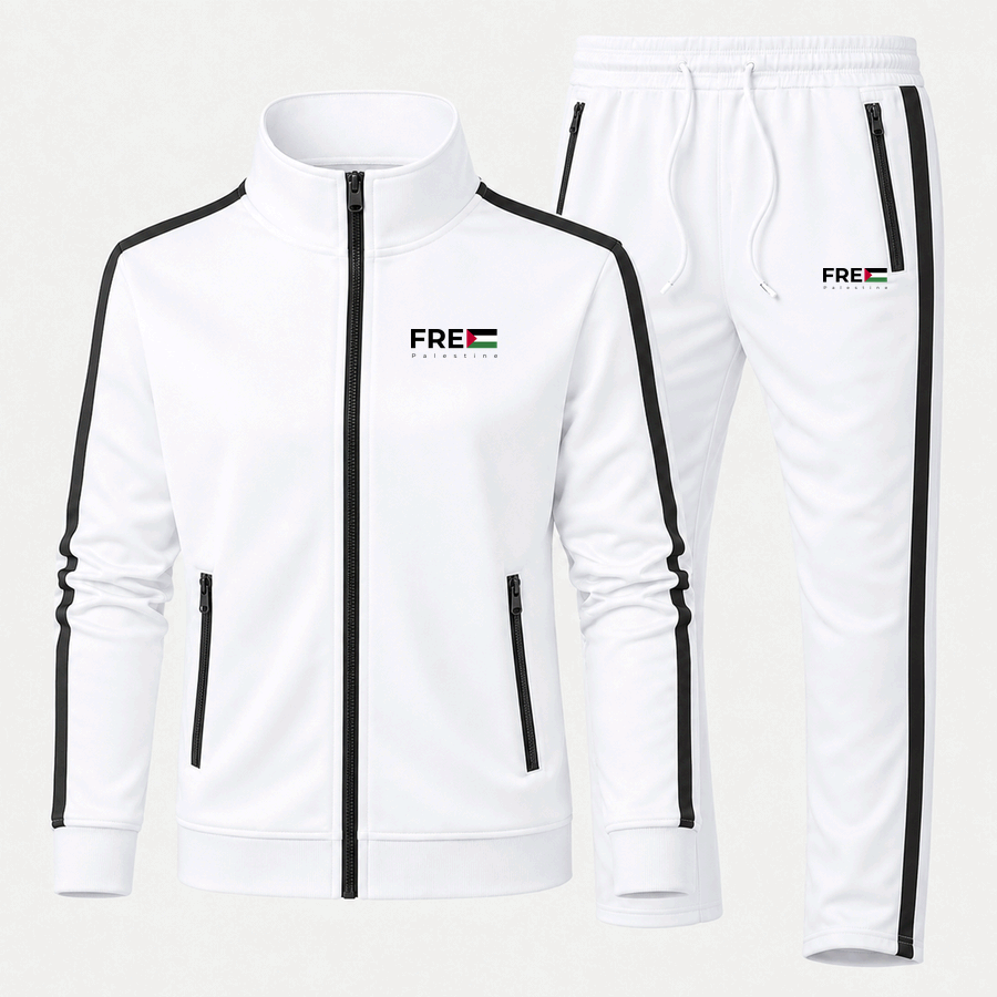 Free Palestine Black tracksuit in White