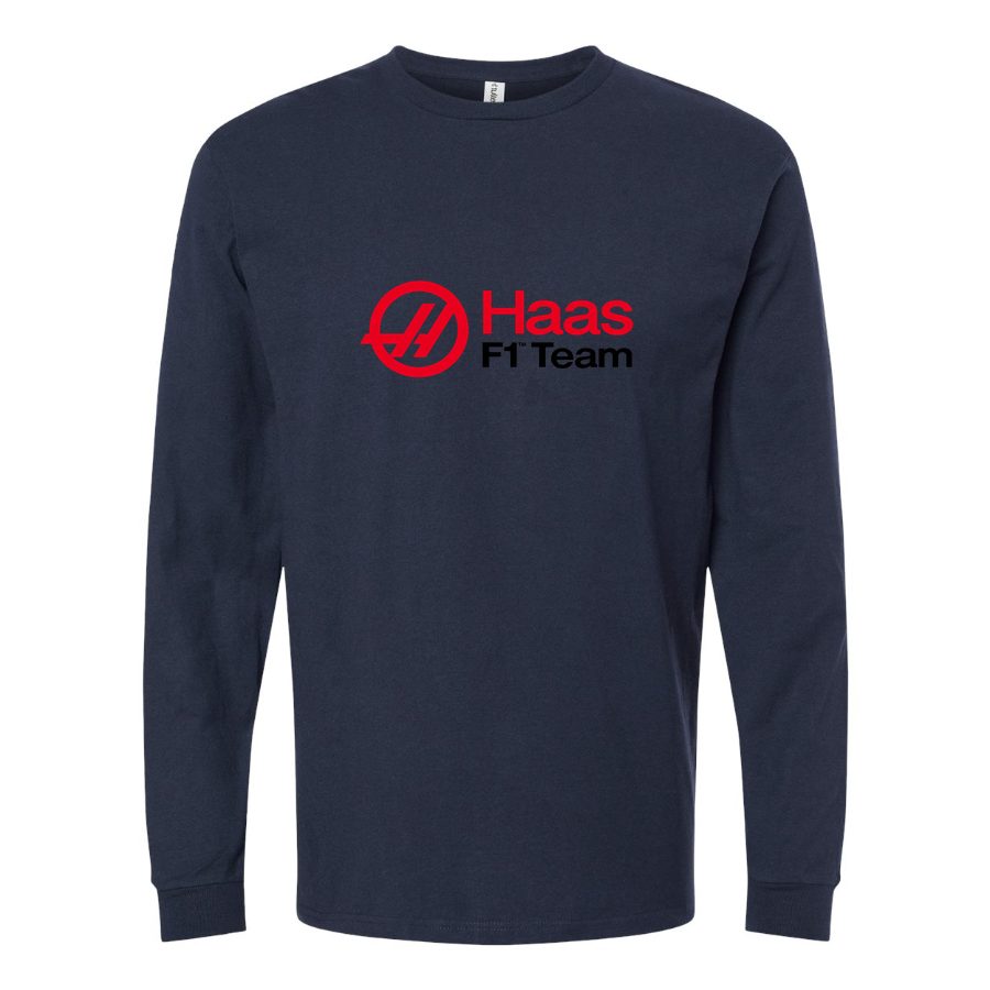 Men's Haas F1 Team Long sleeves Cotton Blend T-Shirt - Navy