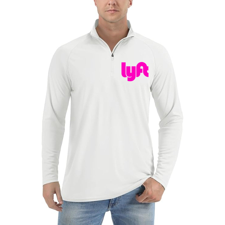 Lyft pink quarter-zip athletic shirt in White