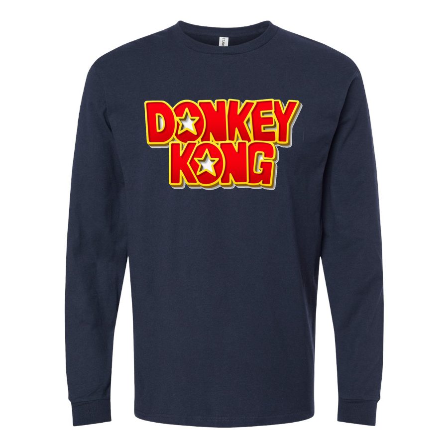 Men's Donkey kong Long sleeves Cotton Blend T-Shirt - Navy