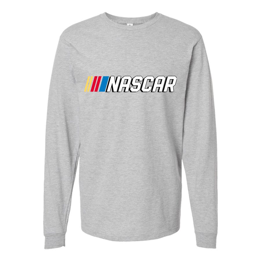 Men's nascar logo Long sleeves Cotton Blend T-Shirt - Gray