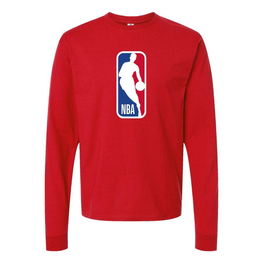 Men's nba Long sleeves Cotton Blend T-Shirt - Red