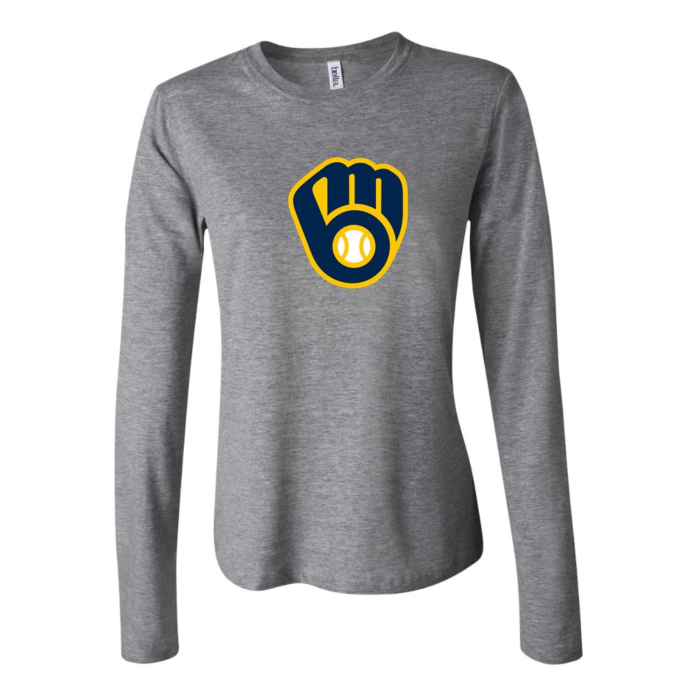 Women's Milwaukee Brewers Long Sleeve T-Shirt - Gray