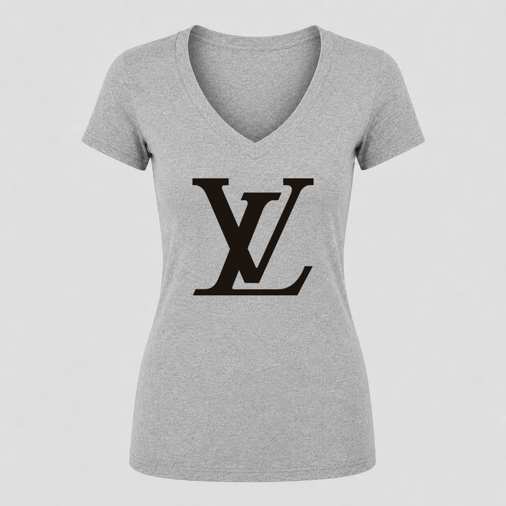 Women's Louis Vuitton V Neck T-Shirt in gray