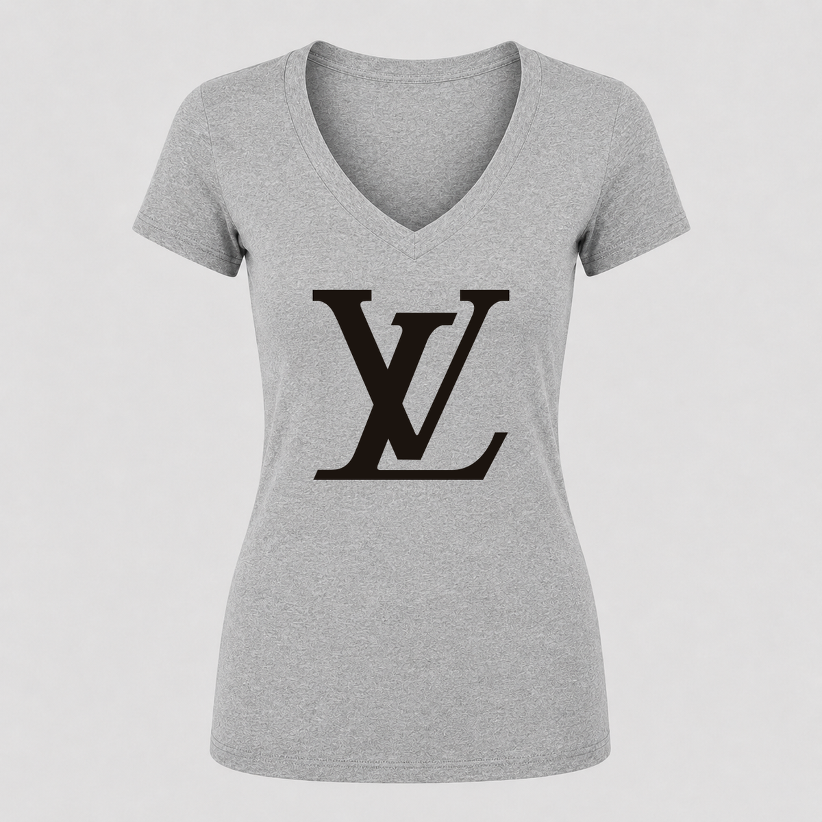 Women's Louis Vuitton V Neck T-Shirt in gray
