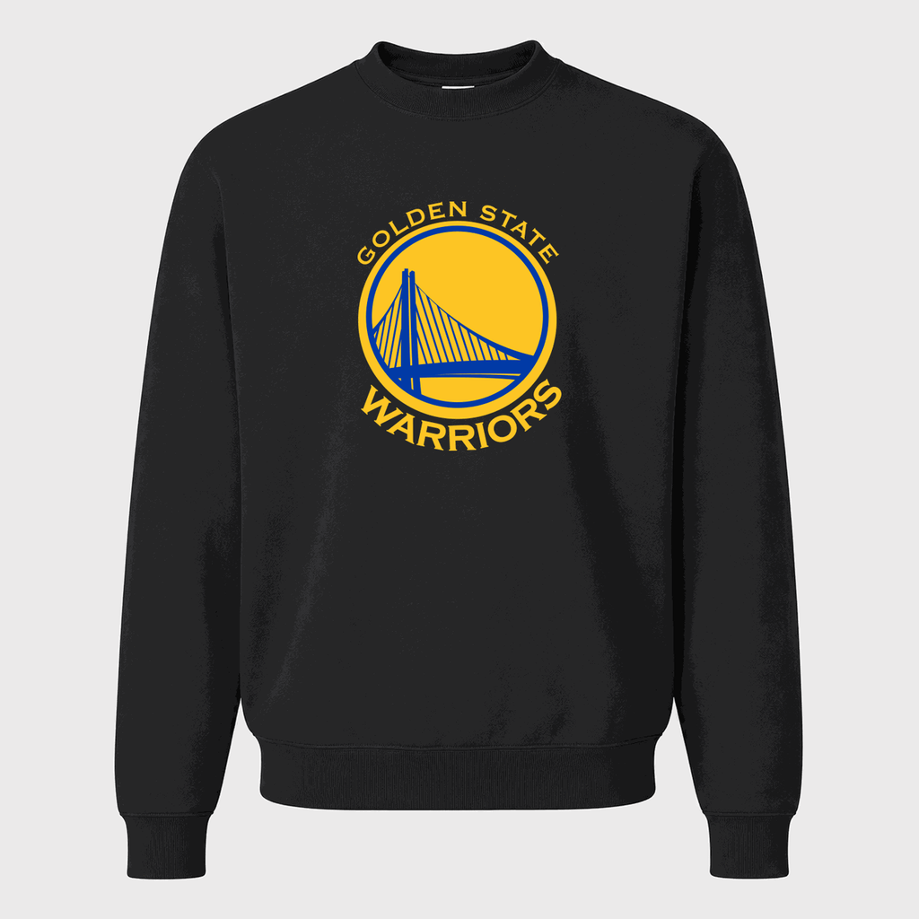 Men's Golden State Warriors Yellow Logo Crewneck Sweatshirt - Black