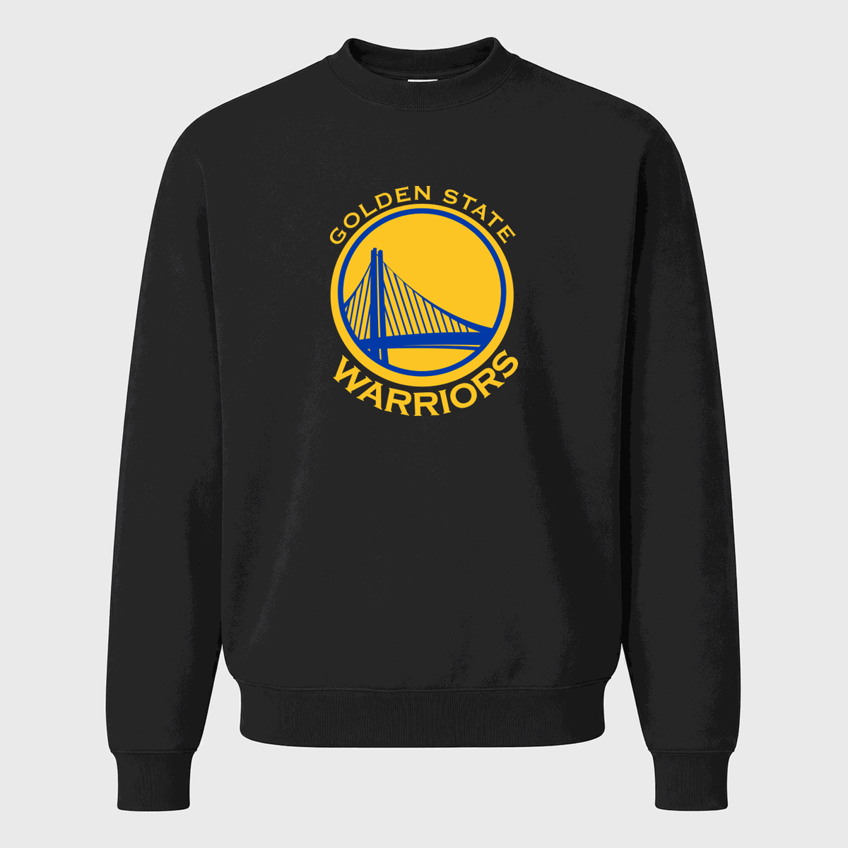 Men's Golden State Warriors Yellow Logo Crewneck Sweatshirt - Black