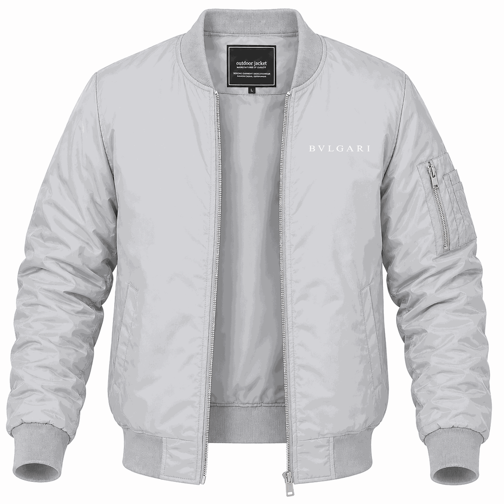 Men's Bvlgari white Lightweight Bomber Jacket - Gray