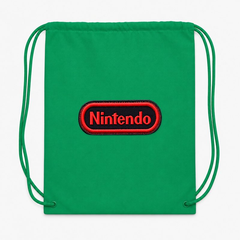 Nintendo Embroidery Drawstring Bag - Green