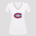 Women's Montreal Canadiens V Neck T-Shirt in white