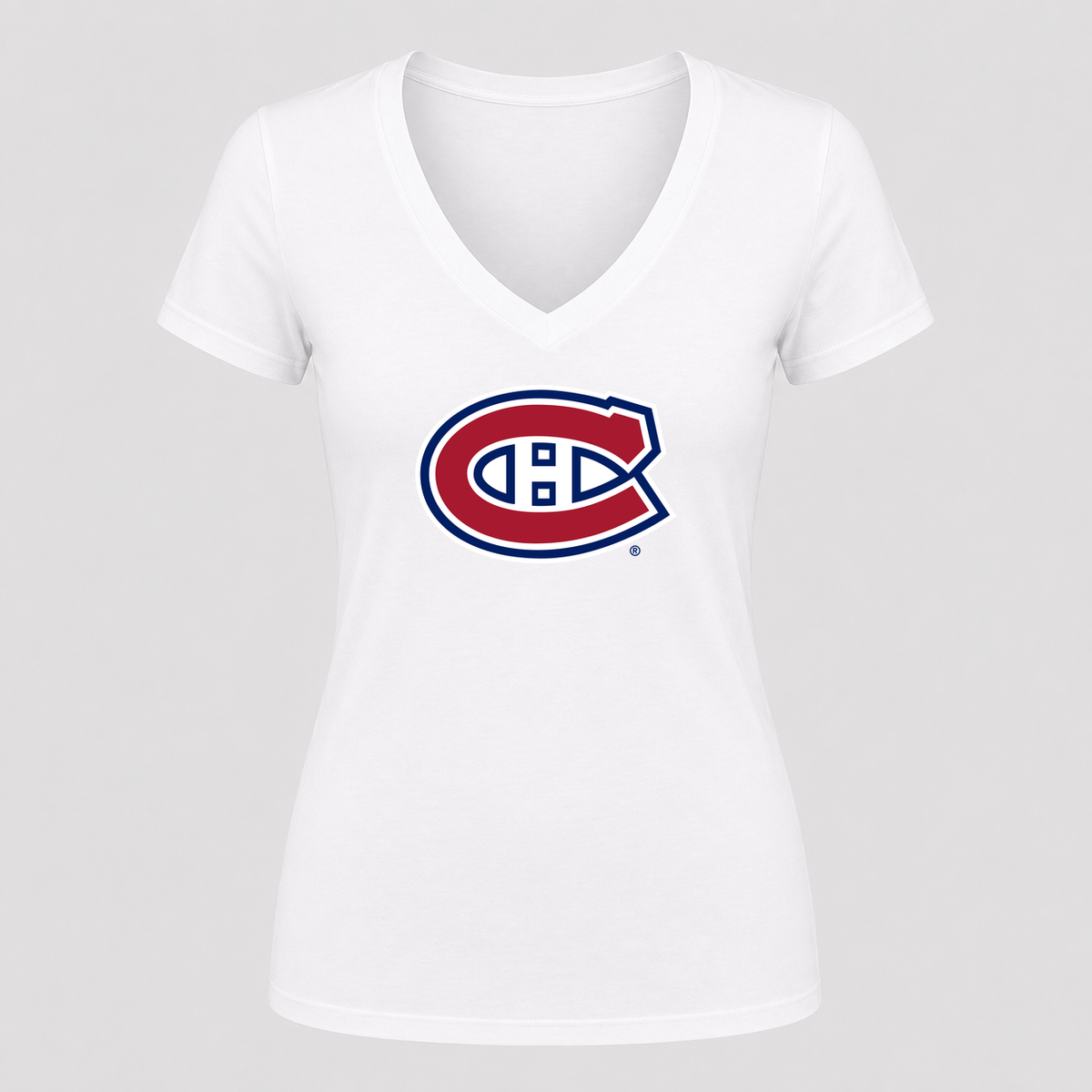 Women's Montreal Canadiens V Neck T-Shirt in white