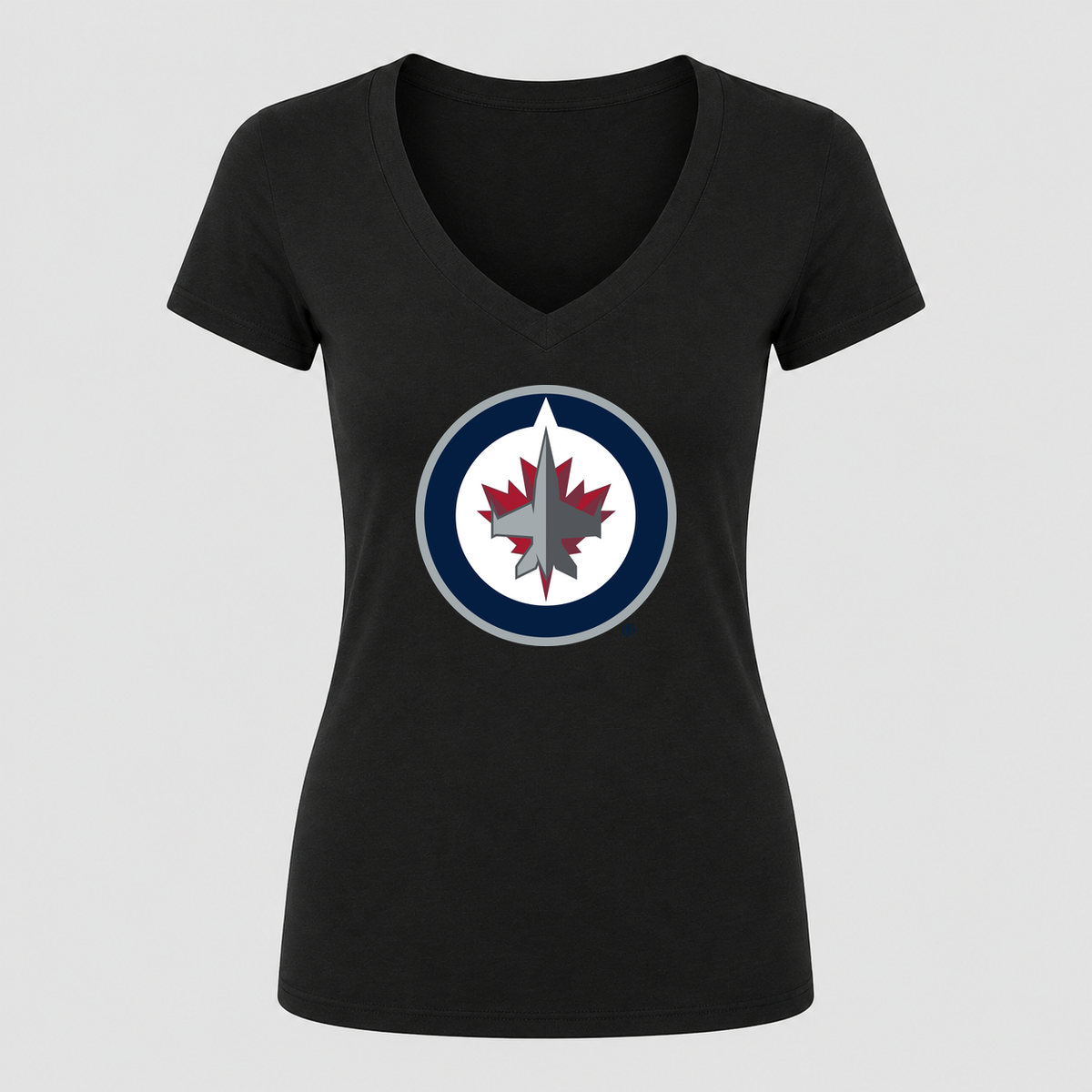 Women's Winnipeg Jets V Neck T-Shirt in black
