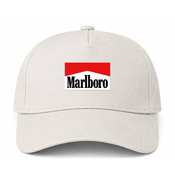 Marlboro Logo Beige Dad Baseball Cap Hat
