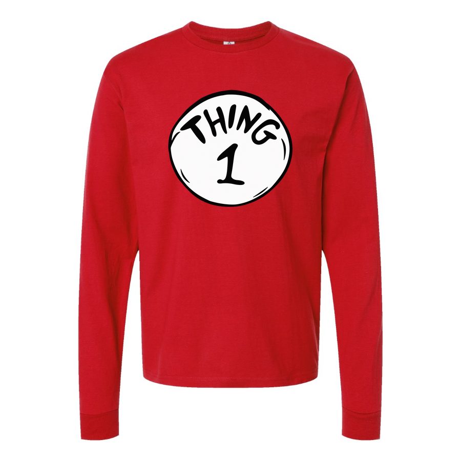 Men's Dr. Seuss Thing 1 Logo Long sleeves Cotton Blend T-Shirt - Red