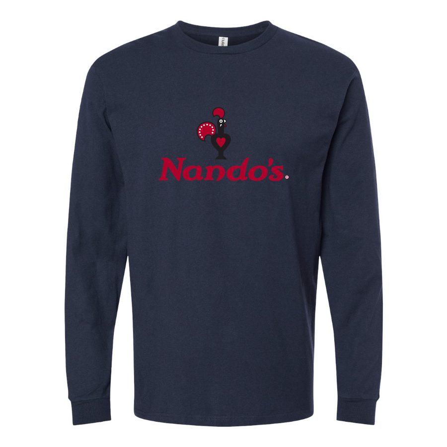 Men's Logo-Nandos-2-1536x864 Long sleeves Cotton Blend T-Shirt - Navy