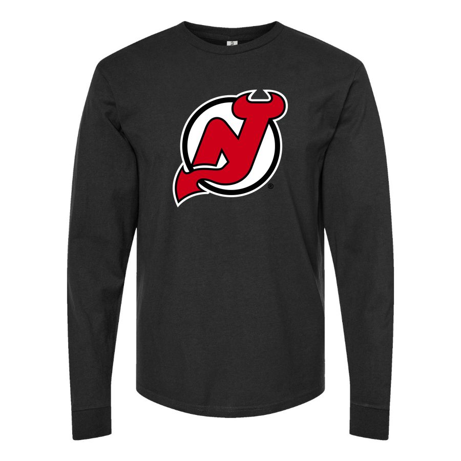 Men's New Jersey Devils Long sleeves Cotton Blend T-Shirt - Black