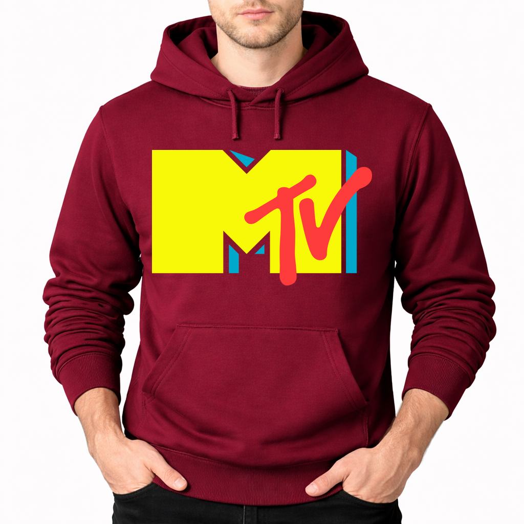 Men's MTV Pullover Hoodie - Burgundy