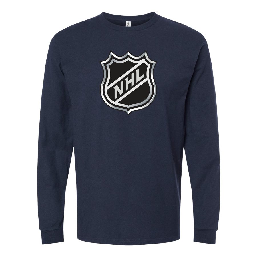 Men's NHL Shield Long sleeves Cotton Blend T-Shirt - Navy