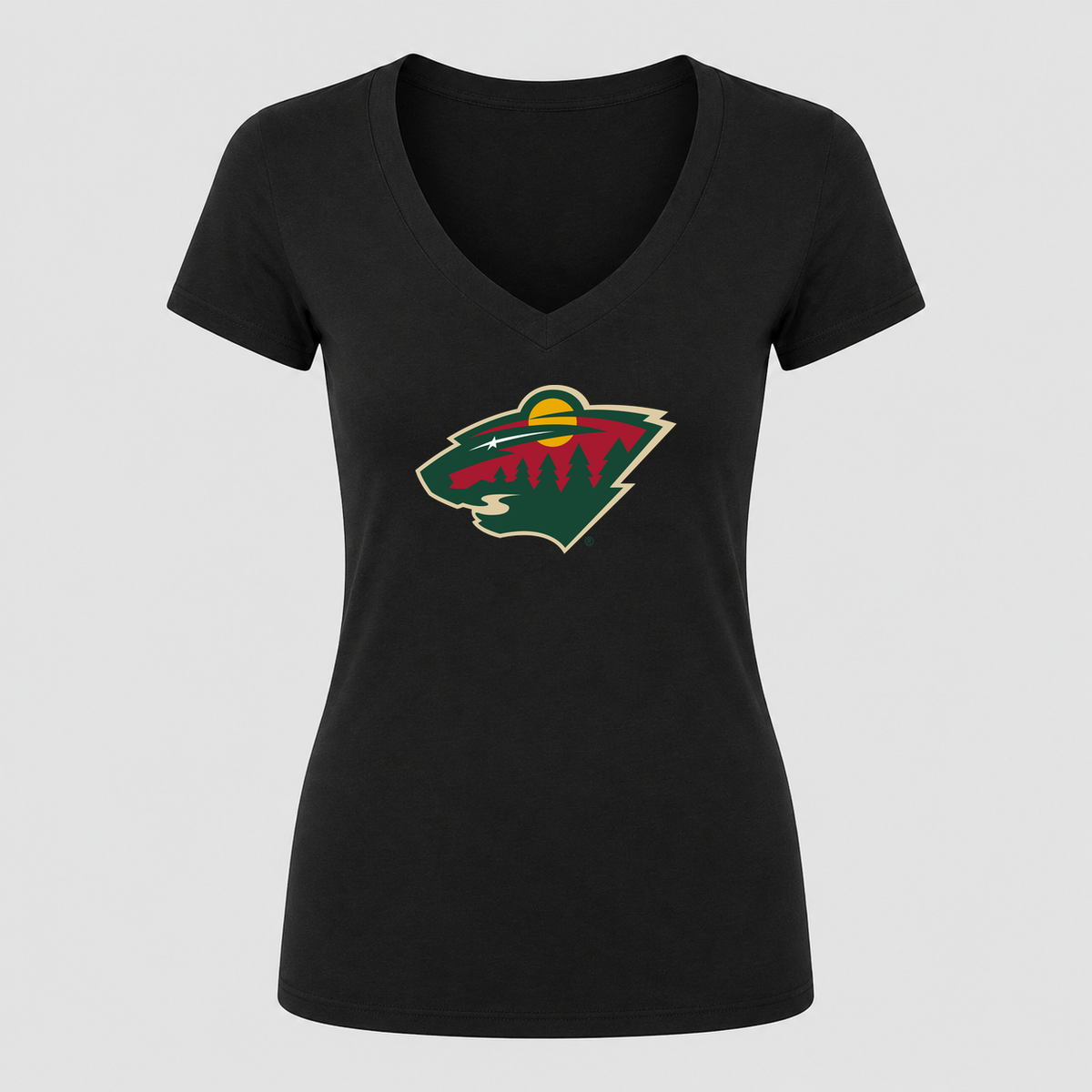 Women's Minnesota Wild V Neck T-Shirt in black
