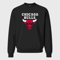 Men's Chicago Bulls White Logo Crewneck Sweatshirt - Black
