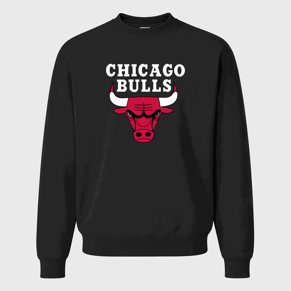 Men's Chicago Bulls White Logo Crewneck Sweatshirt - Black