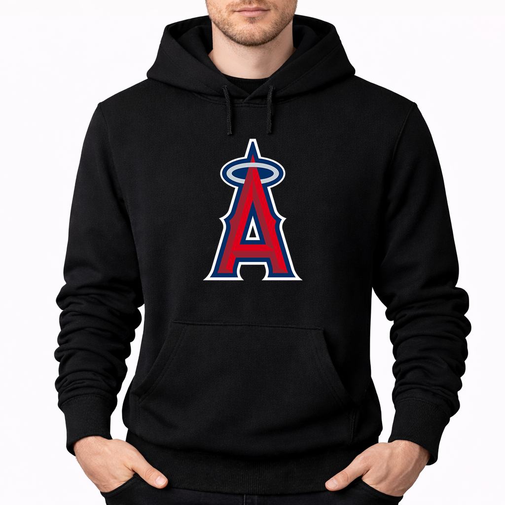 Men's Los Angeles Angels Pullover Hoodie - Black