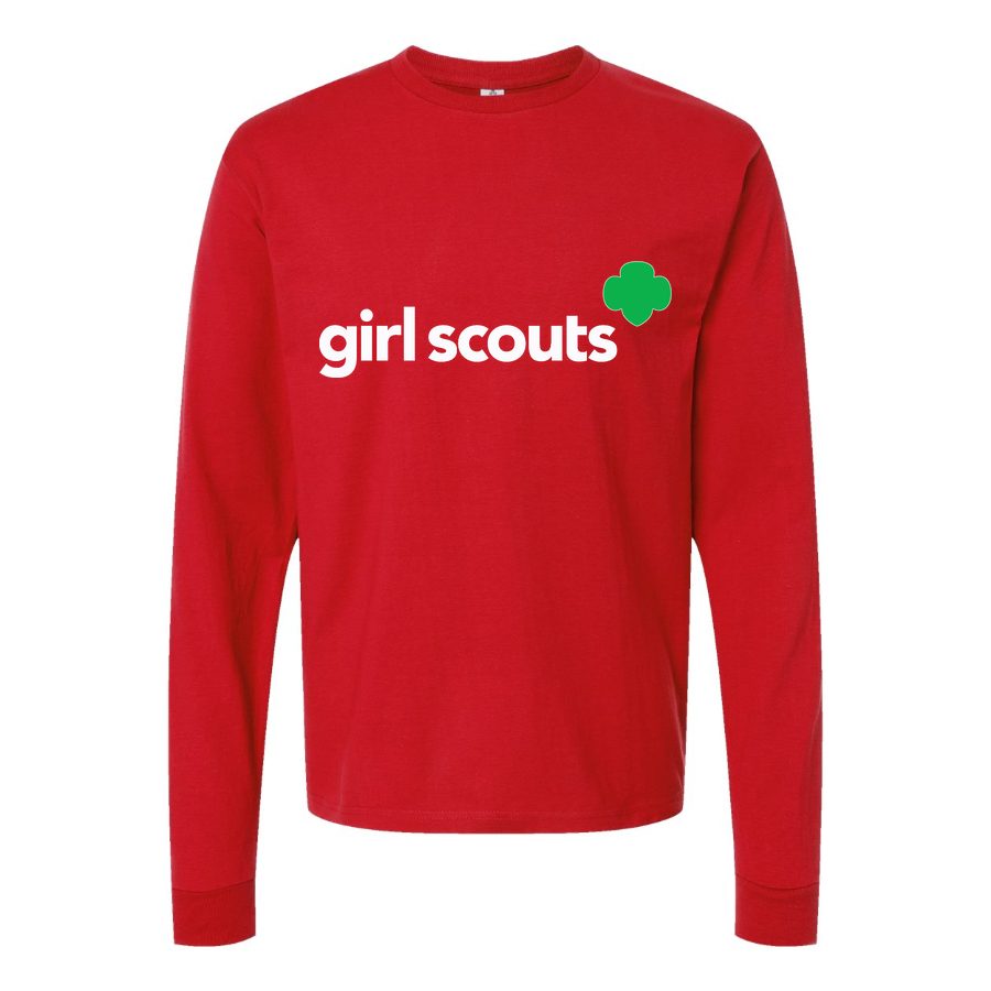 Men's Girl Scouts White Long sleeves Cotton Blend T-Shirt - Red