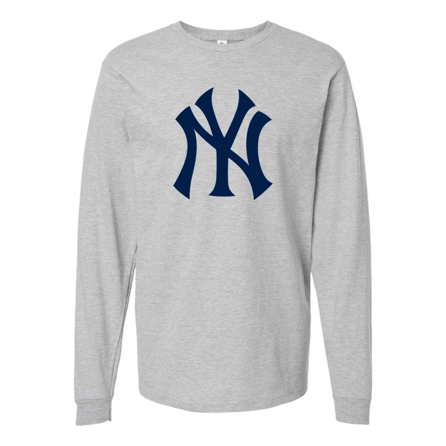 Men's New York Yankees Long sleeves Cotton Blend T-Shirt - Gray