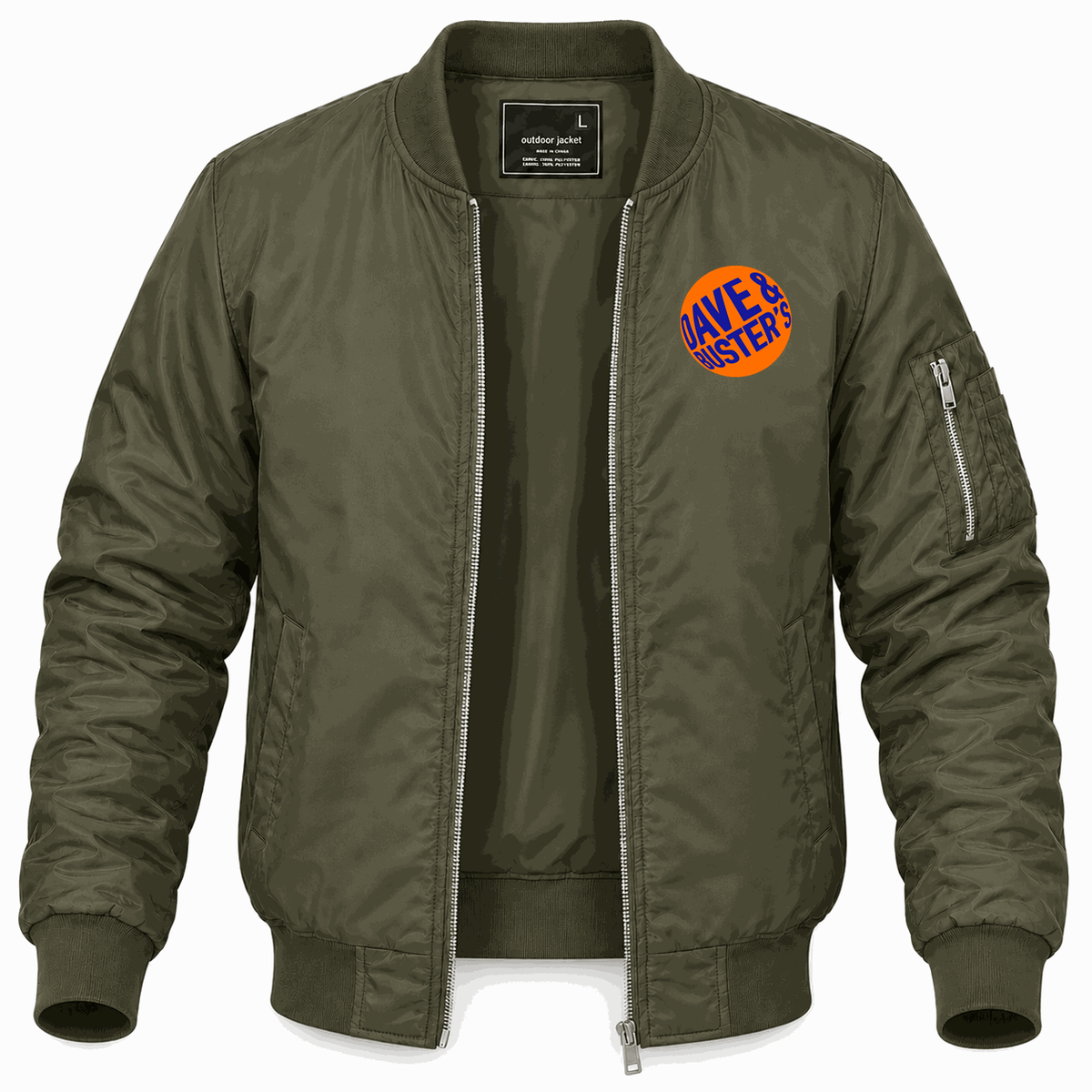 Men's Dave & Buster's Lightweight Bomber Jacket - Army Green