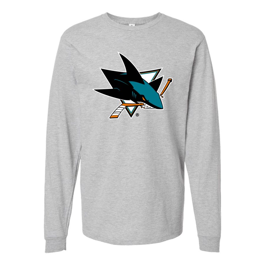 Men's San Jose Sharks Long sleeves Cotton Blend T-Shirt - Gray