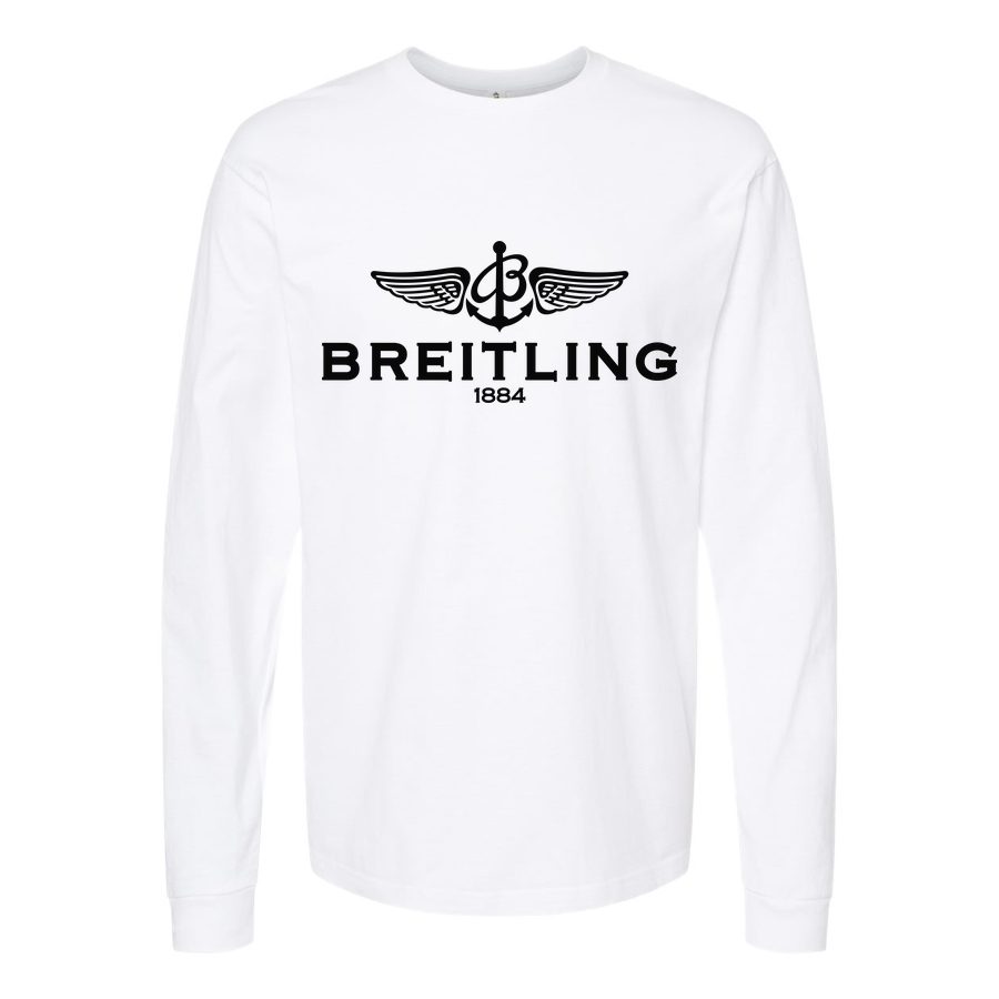 Men's Breitling-Logo-1 Long sleeves Cotton Blend T-Shirt - White