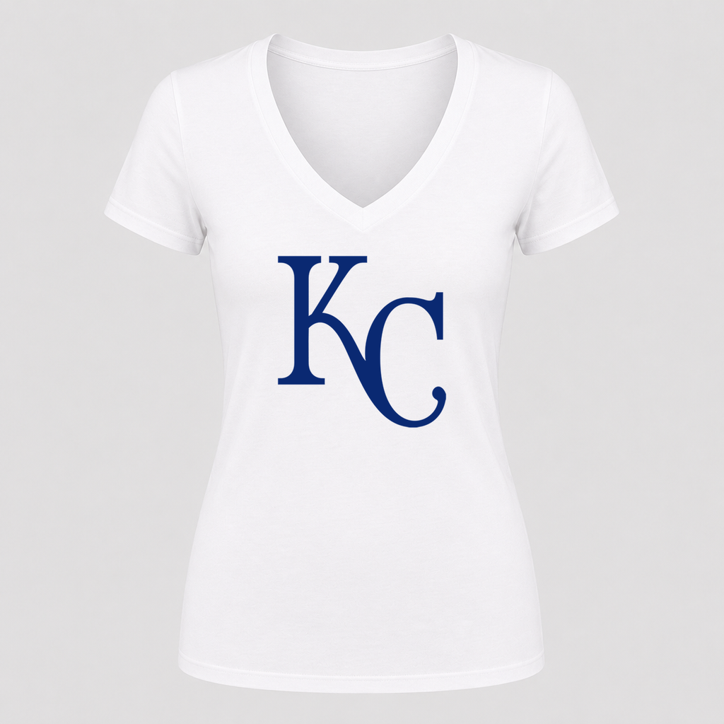 Women's Kansas City Royals V Neck T-Shirt in white