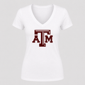 Women's Texas A&M University V Neck T-Shirt in white