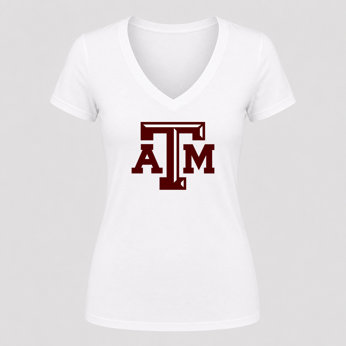 Women's Texas A&M University V Neck T-Shirt in white