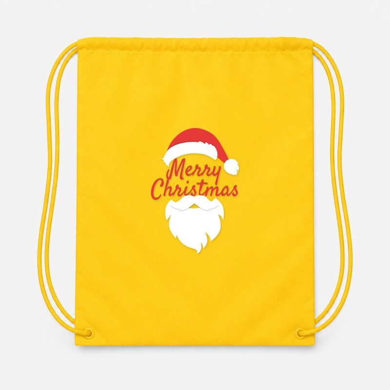 Merry Christmas Santa Drawstring Bag - Yellow
