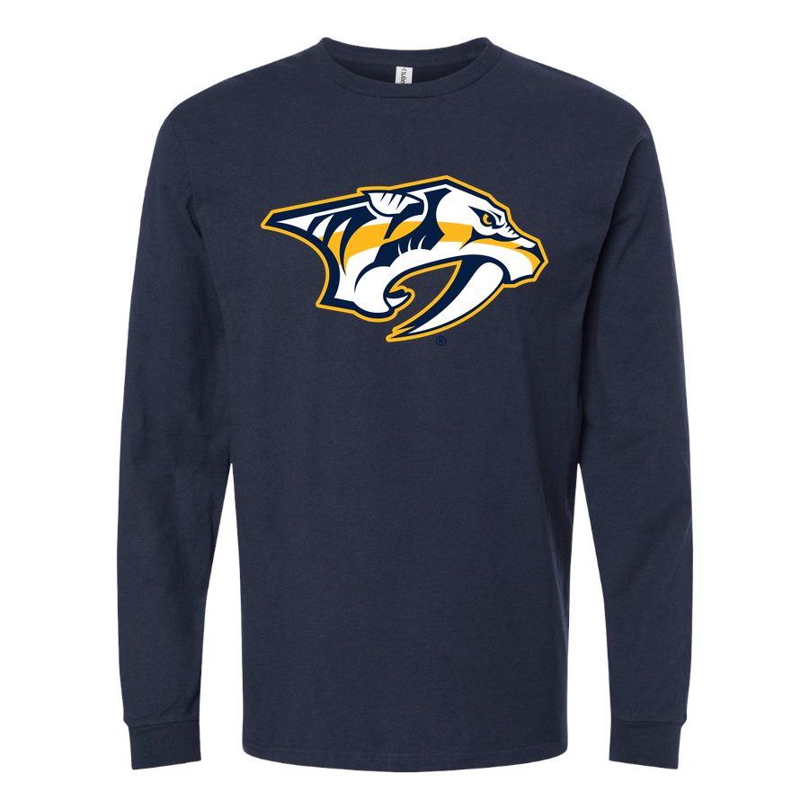 Men's Nashville Predators Long sleeves Cotton Blend T-Shirt - Navy