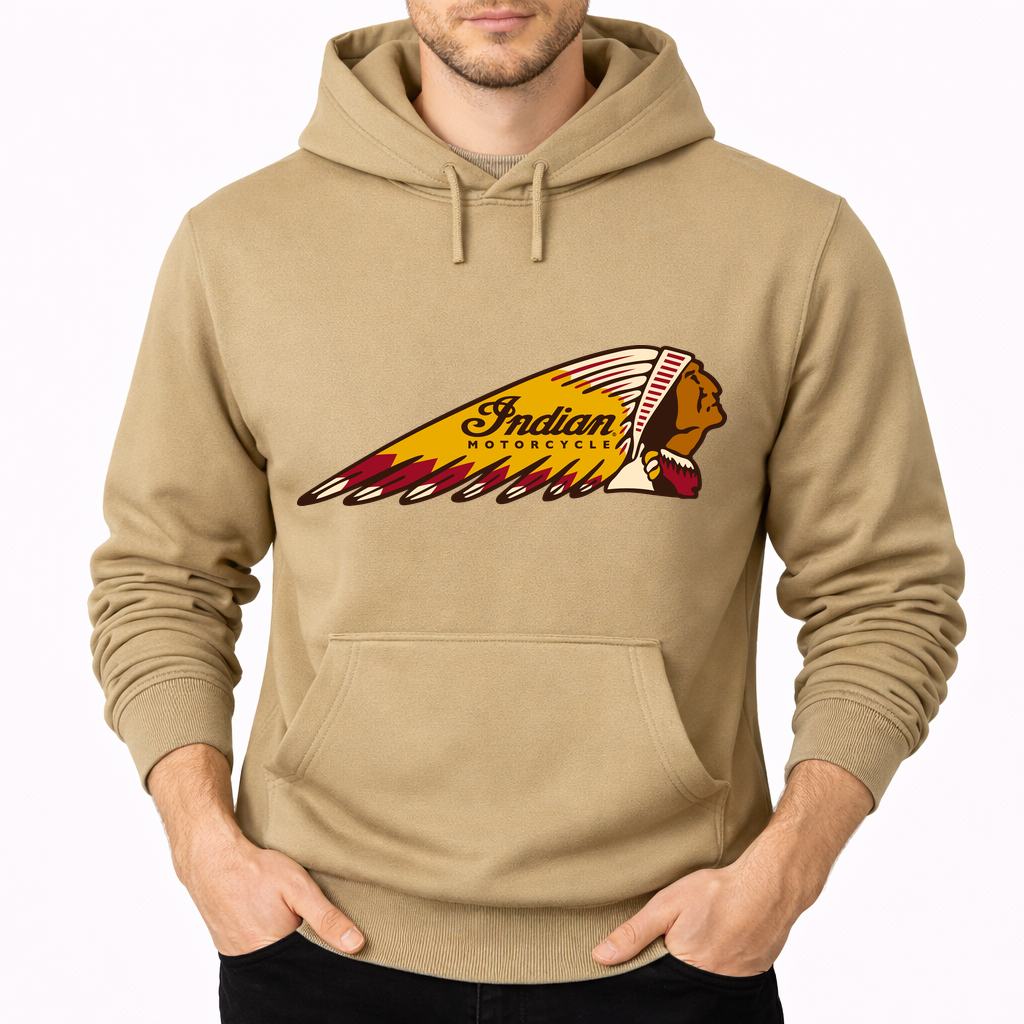Men's Indian Motorcycle Pullover Hoodie - Tan