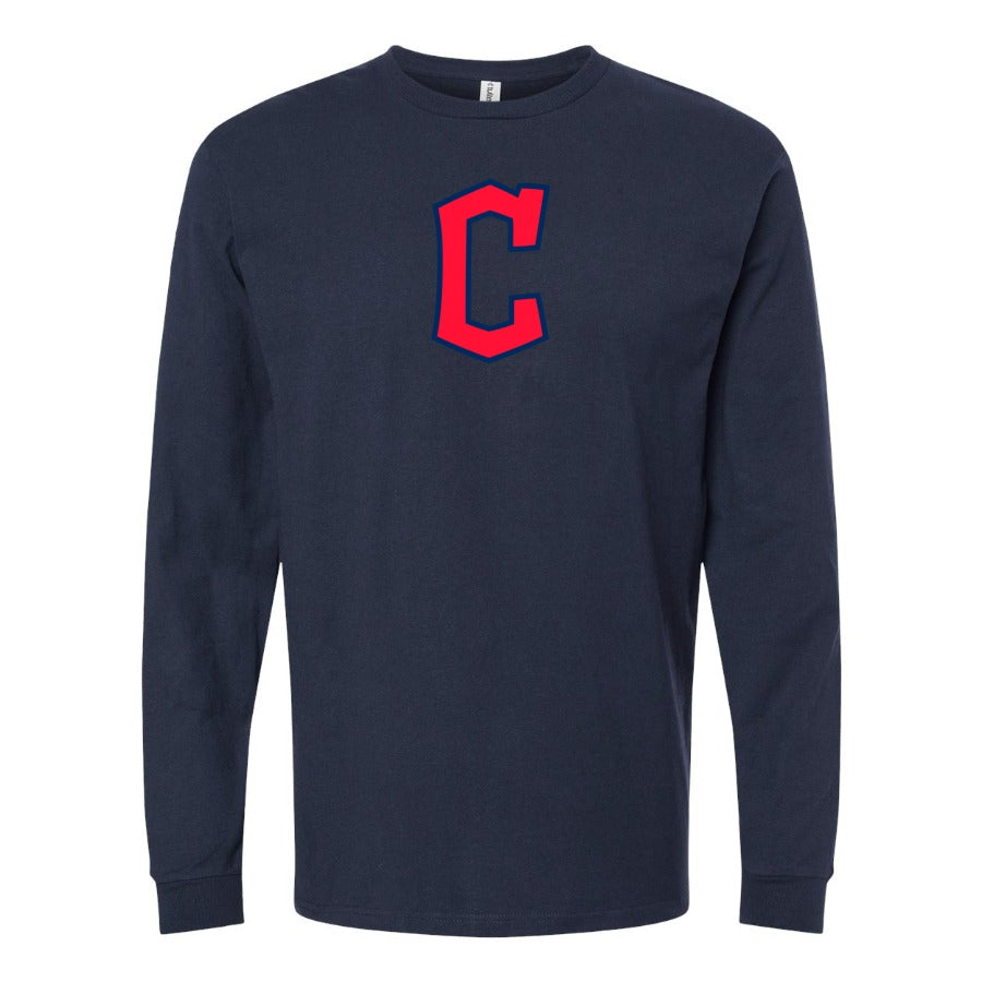 Men's Cleveland Guardians Long sleeves Cotton Blend T-Shirt - Navy