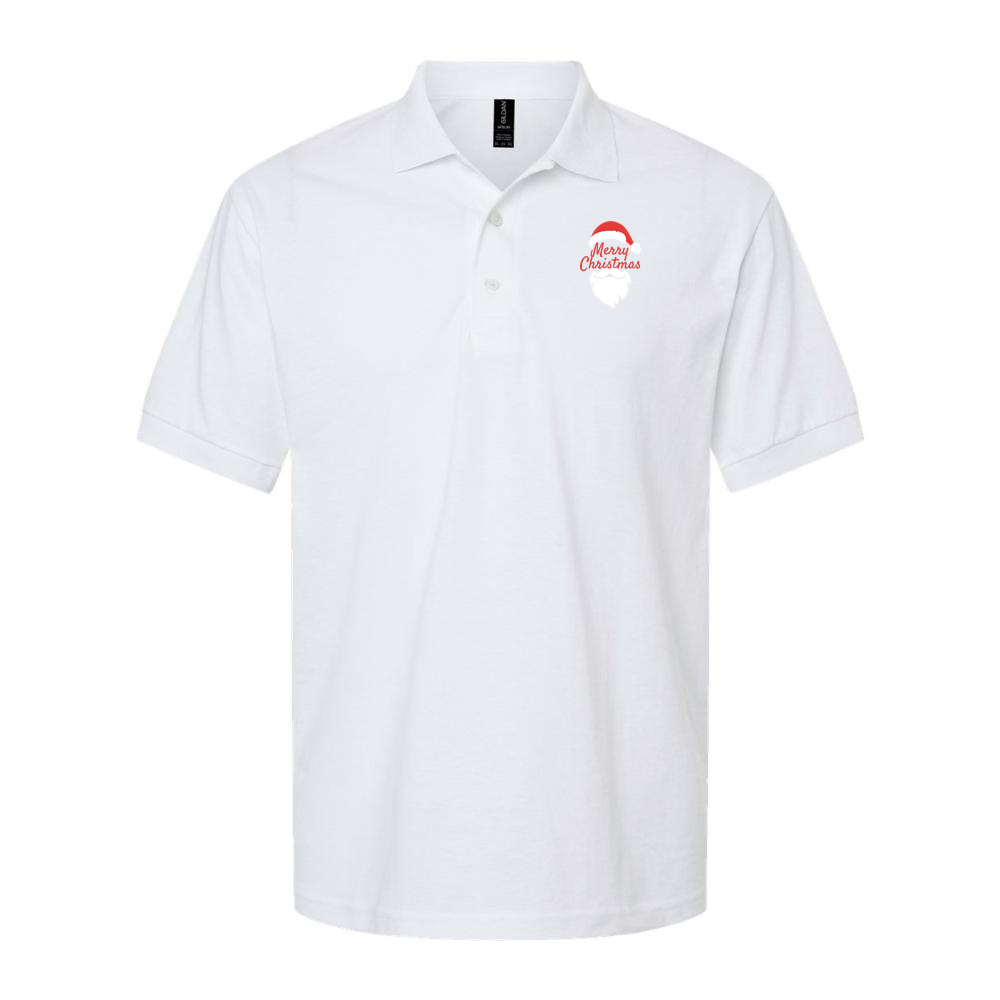 Men's Merry Christmas Santa Claus Dry Blend Polo - White