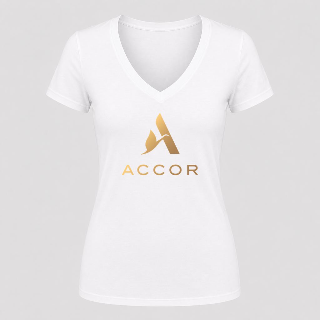 Women's Accor V Neck T-Shirt in white