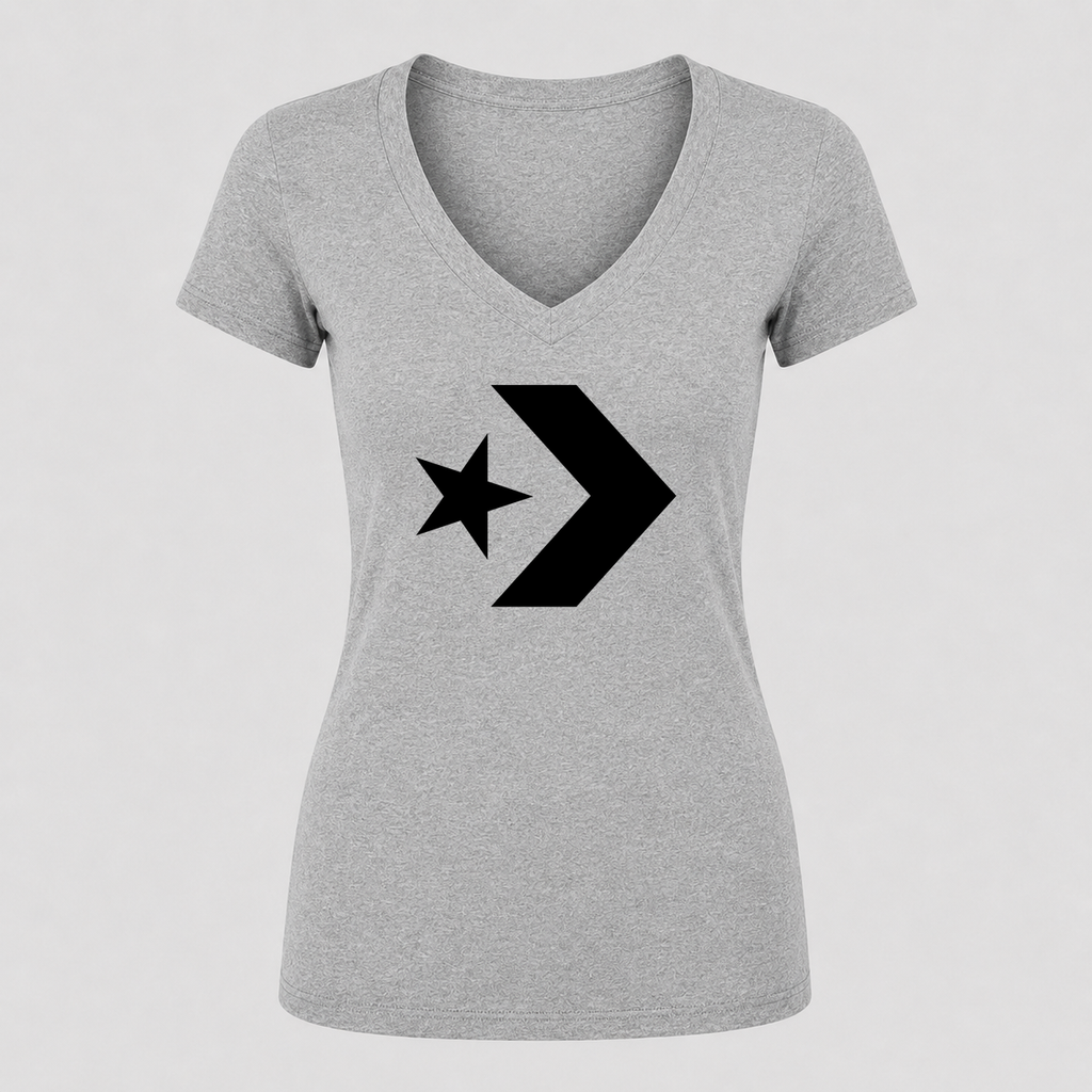 Women's Converse V Neck T-Shirt in gray