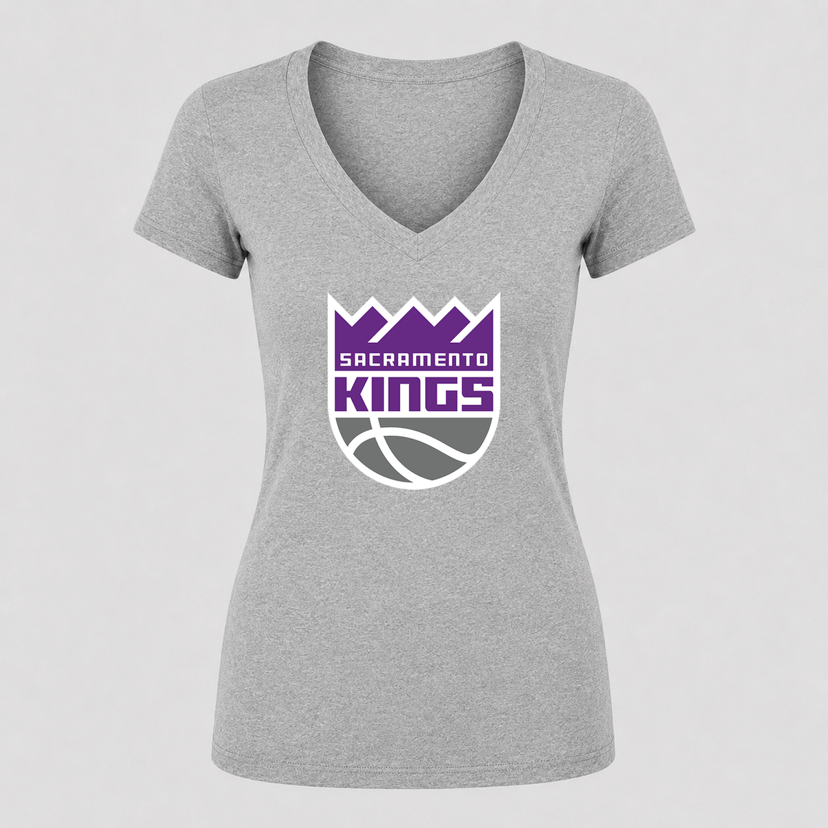 Women's Sacramento Kings V Neck T-Shirt in gray