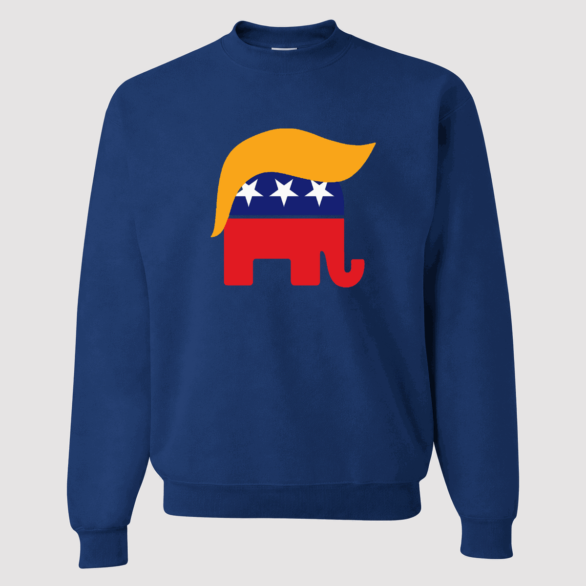 Men's Trump Hair GOP Elephant Crewneck Sweatshirt - Blue