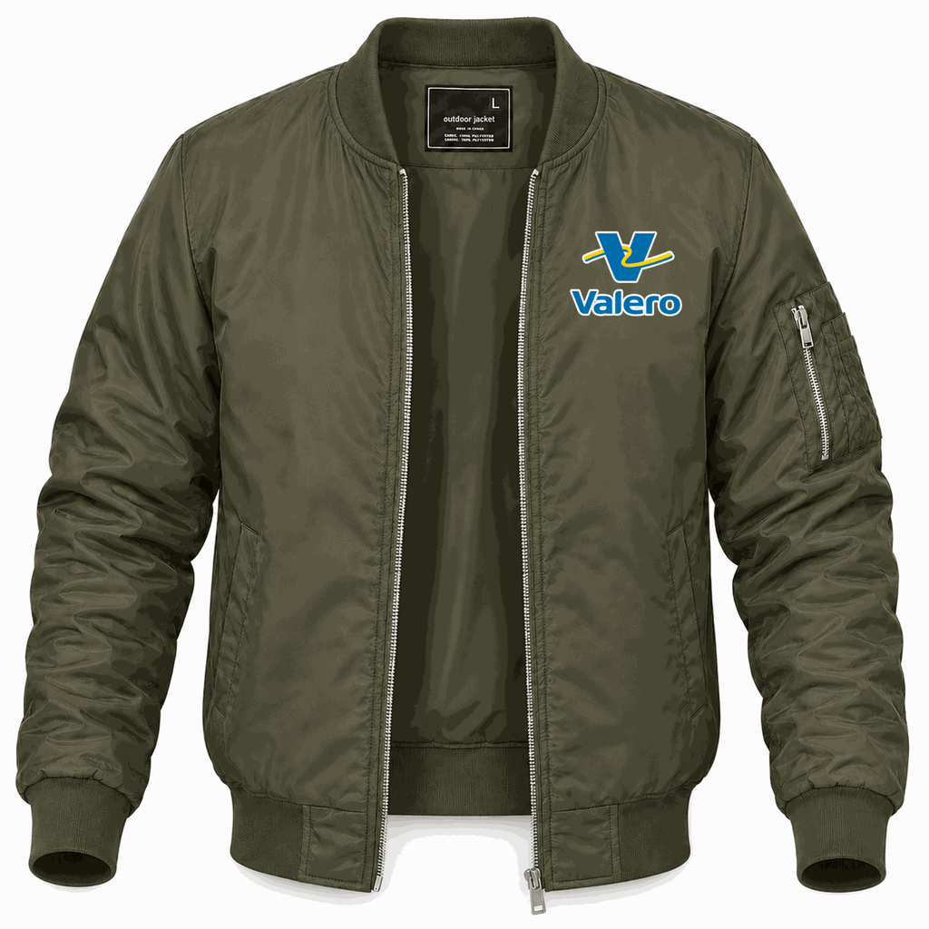 Men's Valero Gas Station Lightweight Bomber Jacket - Army Green