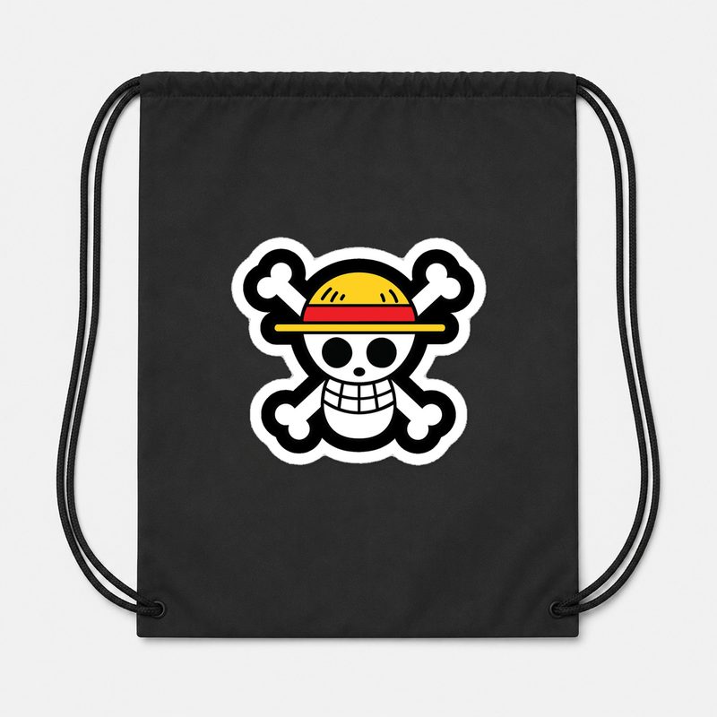 StrawHat Luffy Cartoon Drawstring Bag - Black