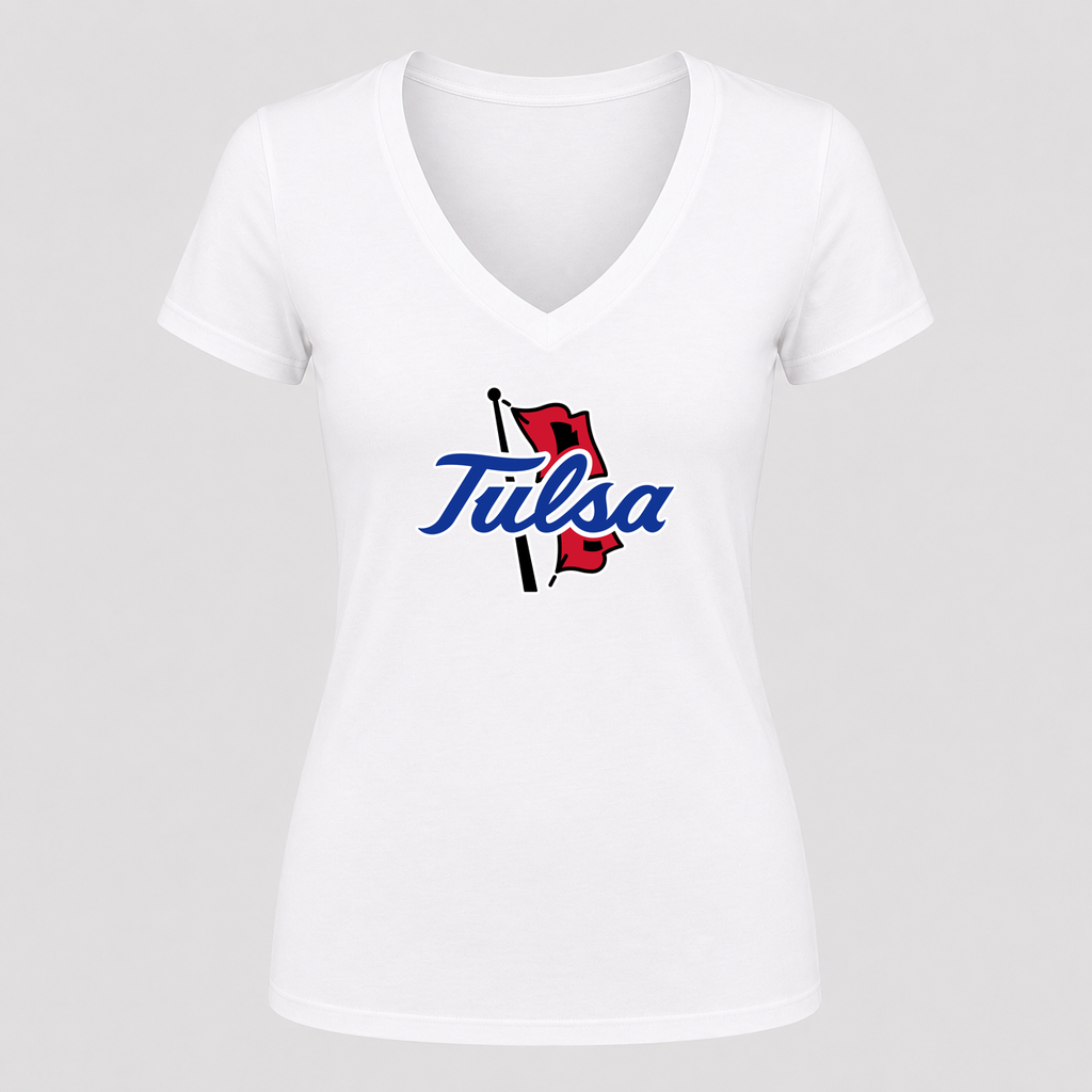 Women's Tulsa Golden Hurricane V Neck T-Shirt in white