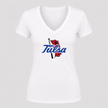 Women's Tulsa Golden Hurricane V Neck T-Shirt in white
