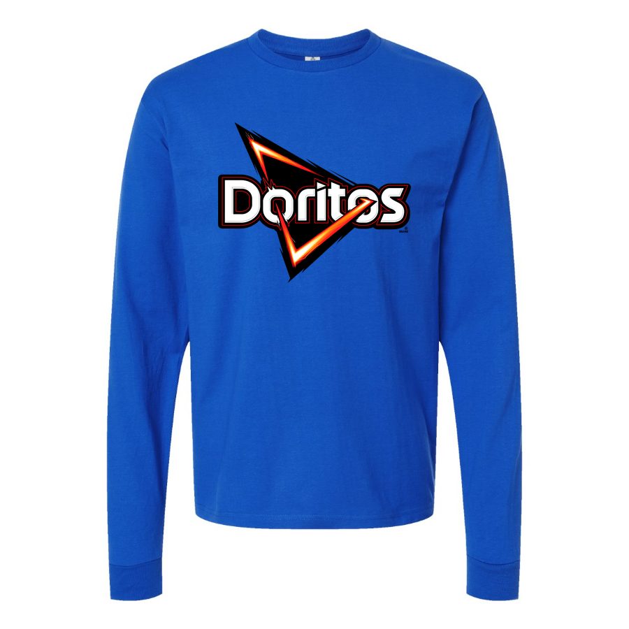 Men's Doritos-Logo-food-1536x864 Long sleeves Cotton Blend T-Shirt - Blue