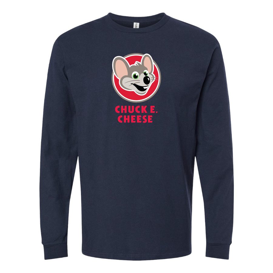 Men's Logo-Chuck-e.-Cheeses-1536x864 Long sleeves Cotton Blend T-Shirt - Navy