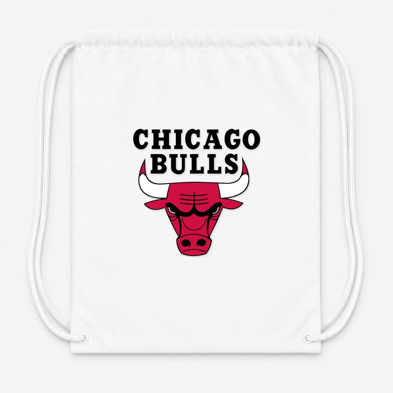 Chicago Bulls Black Drawstring Bag - White